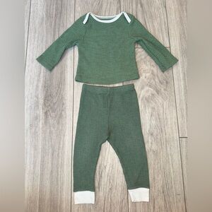 CLOUD ISLAND Green waffle Knit Toddler Set